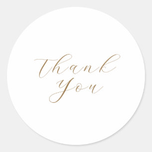 Thank You White Gold Favor Classic Round Sticker
