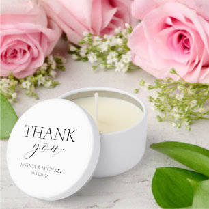 Thank You White Personalized Elegant Wedding Mini Candle Favors