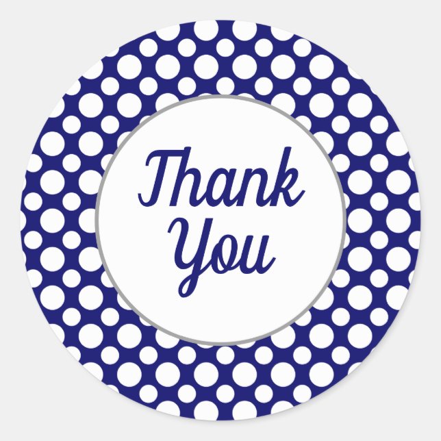 Thank You White Polka Dots on Blue Sticker (Front)