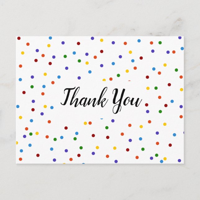 Thank you White Rainbow Polka Dot Postcard (Front)