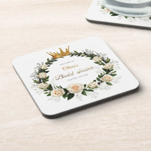 Thank You White Roses & Baby’s Breath Beverage Coaster