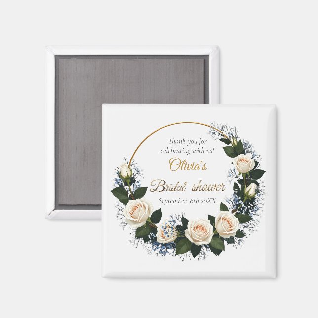 Thank you White Roses & Blue Baby’s Breath  Magnet (Front/Back)