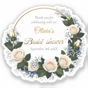 Thank you White Roses & Blue Baby’s Breath  Sticker