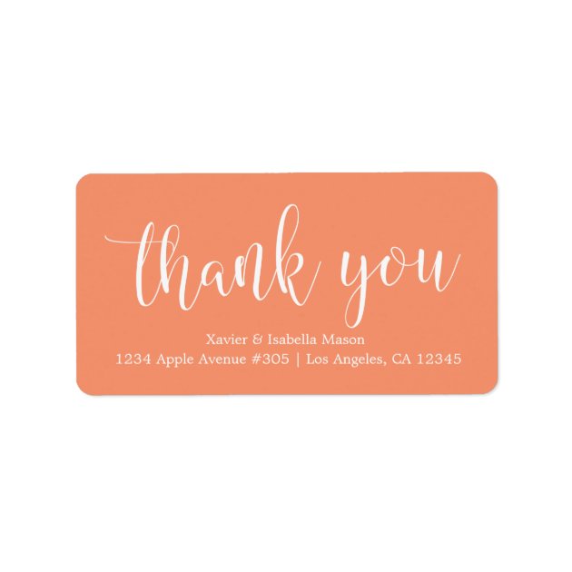 Thank You White Script - Custom Background Color Label
