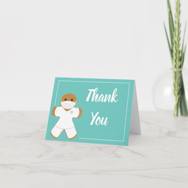 Thank You White Scrubs Gingerbread Man Cartoon (Front)