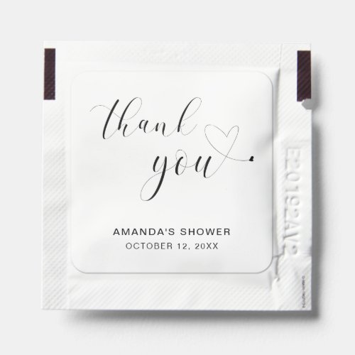 Thank You White Typography Bridal Shower Favor Hand Sanitizer Packet
