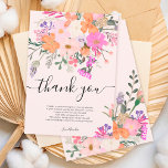 Thank you wild flowers pastel spring shower card<br><div class="desc">Add your custom thank you cards to your baby or bridal shower with this original,  cute country wild flowers in pastel pink,  purple,  orange and greenery flowers and leaves on editable pastel blush pink background.</div>
