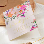 Thank you wild flowers pastel spring shower foil greeting card<br><div class="desc">Add your custom thank you cards to your baby or bridal shower with this original,  cute country wild flowers in pastel pink,  purple,  orange and greenery flowers and leaves on editable pastel blush pink background</div>