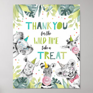 Thank You Wild Time Treat Safari Boy Birthday Sign