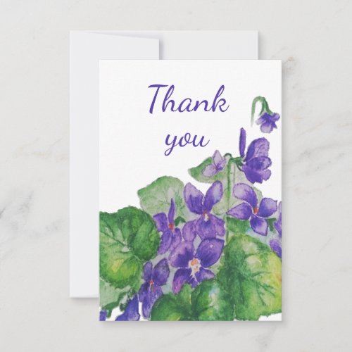 Thank You Wild Violet Garden Flower Watercolor