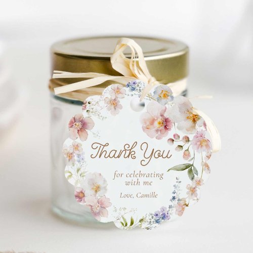 Thank you Wildflower Birthday Round Favor Tags
