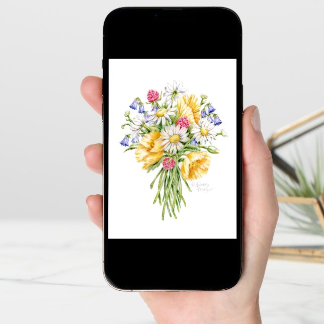 Thank You Wildflower Bouquet Christian God   Card (Front Digital)