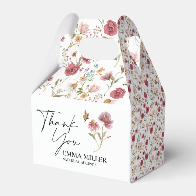 Thank You Wildflower Bridal Shower  Favor Boxes (Back Side)