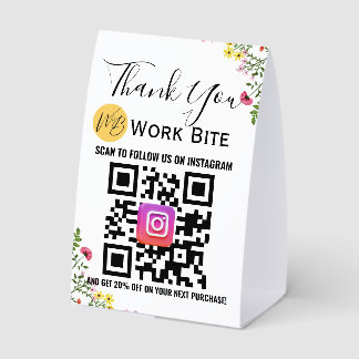 Thank You Wildflower Business Instagram Qr Code Paper Table Tent
