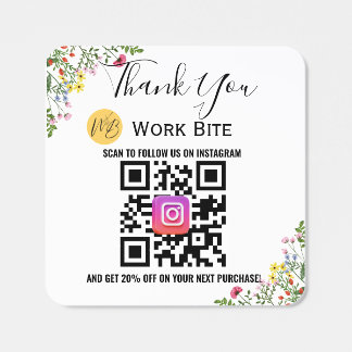 Thank You Wildflower Business Instagram Qr Code Square Sticker
