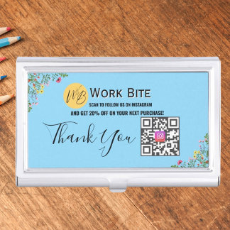 Thank You Wildflower Instagram Discount Qr Code Business Card Case