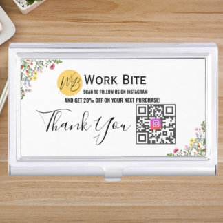 Thank You Wildflower Instagram Discount Qr Code Business Card Case