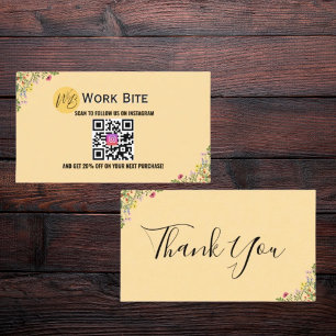 Thank You Wildflower Instagram Qr Code   Discount Card
