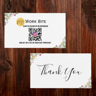 Thank You Wildflower Instagram Qr Code   Discount Card