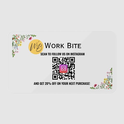 Thank You Wildflower Instagram Qr Code Discount Clear Business Cards