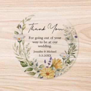 thank you wildflowers botanical transparent classic round sticker