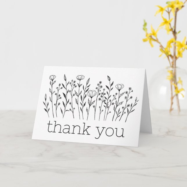 THANK YOU Wildflowers Simple Custom Card (Yellow Flower)