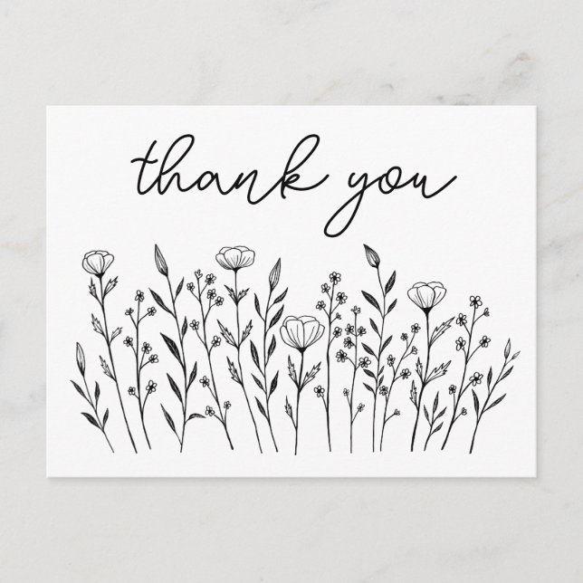 THANK YOU Wildflowers Simple Custom Postcard (Front)