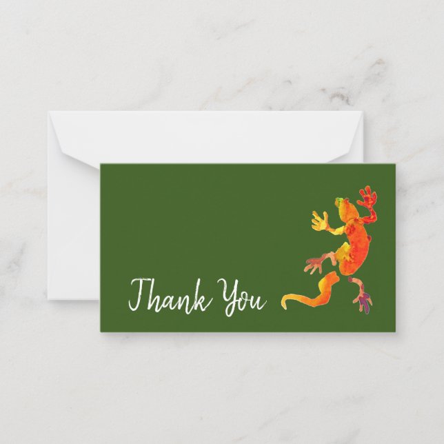 Thank You wildlife gecko eco animal art Note Card (Front)