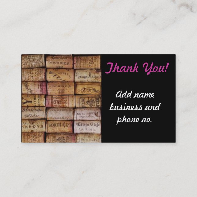 Thank You Wine Cork Business Card (Back)