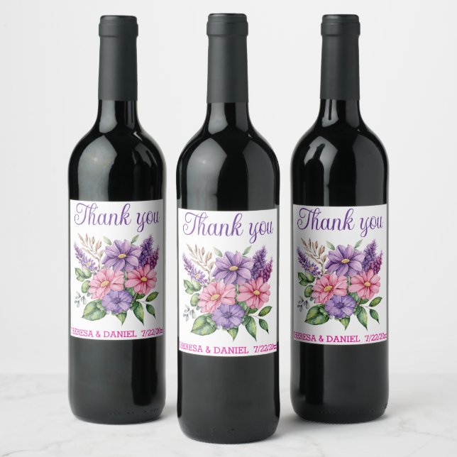 Thank you winelabel favors wine label (Bottles)