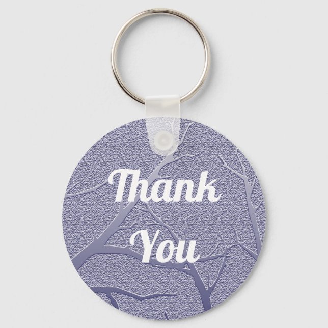 Thank You Winter Branches Blue Appreciation Keychain (Front)