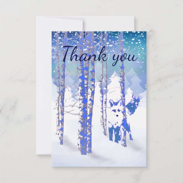 Thank You Winter Frost Snow Forest Fox Animal Card (Front)