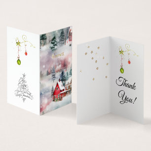 THANK YOU Winter Happiness Holiday Wishes Business Card
