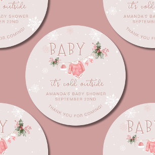 Thank You Winter It's Cold Outside Baby Shower Classic Round Sticker