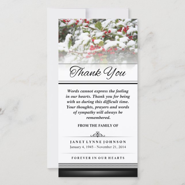 Thank You Winter Ivy Snow - Words Cannot Express Card (Front)