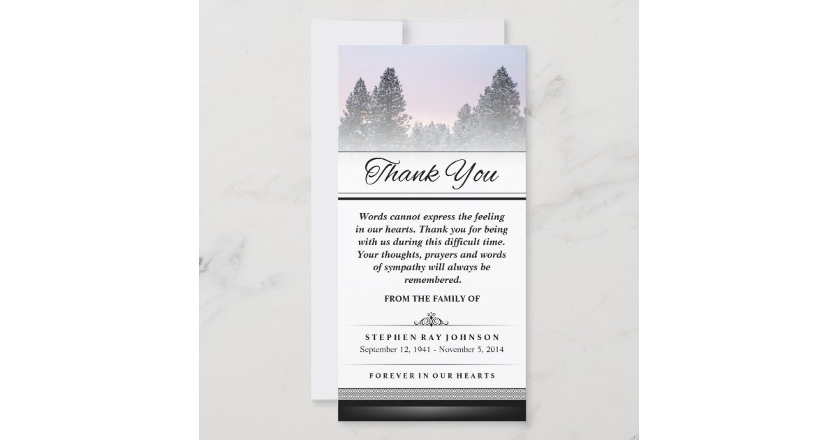 Thank You Winter Pine Trees Words Cannot Express Zazzle Com