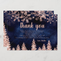 Thank you Winter rose gold snow pine baby shower