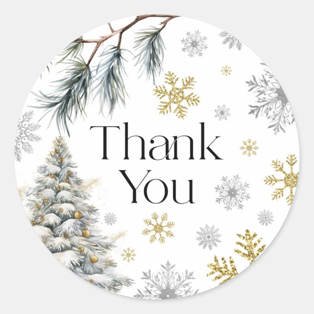 Thank You Winter Wonderland Classic Round Sticker (Front)