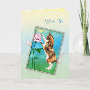 Thank you with a playful cat card