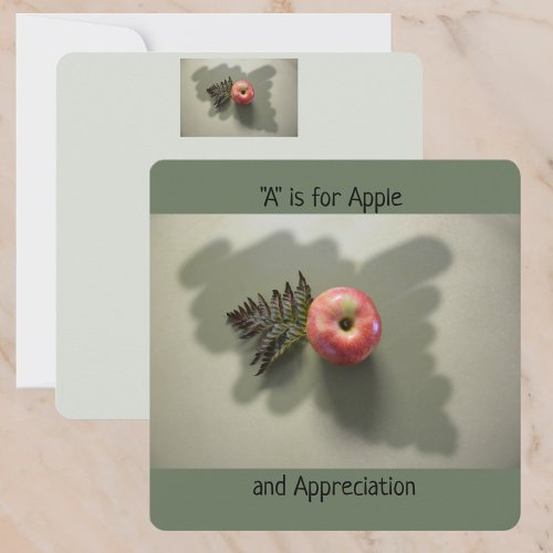 Thank You with an Apple Green blank flat Card