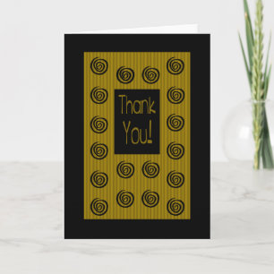 "Thank You" With Big Funky Swirls, Stripes, Border Letterpress Thank You Card