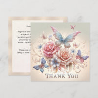 Thank You with Butterflies and Flowers