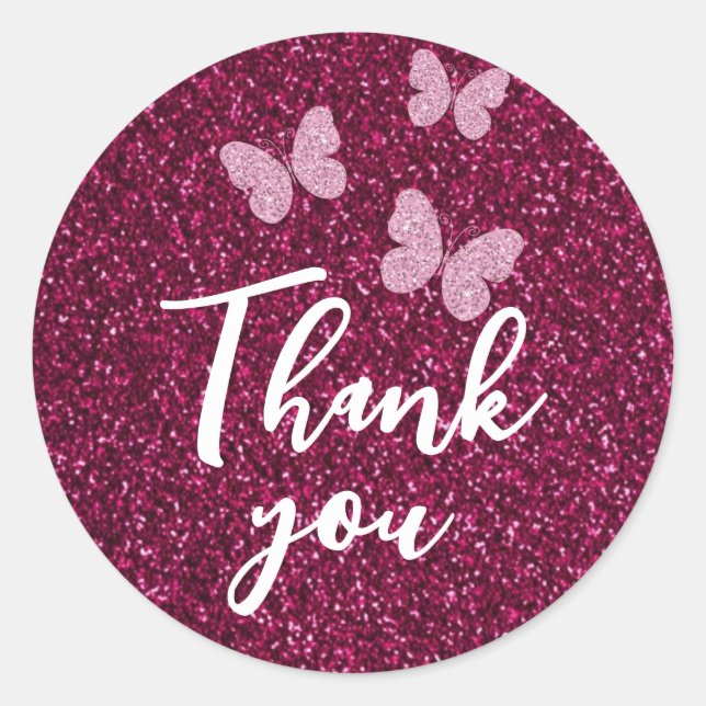 Thank you with butterflies  classic round sticker (Front)