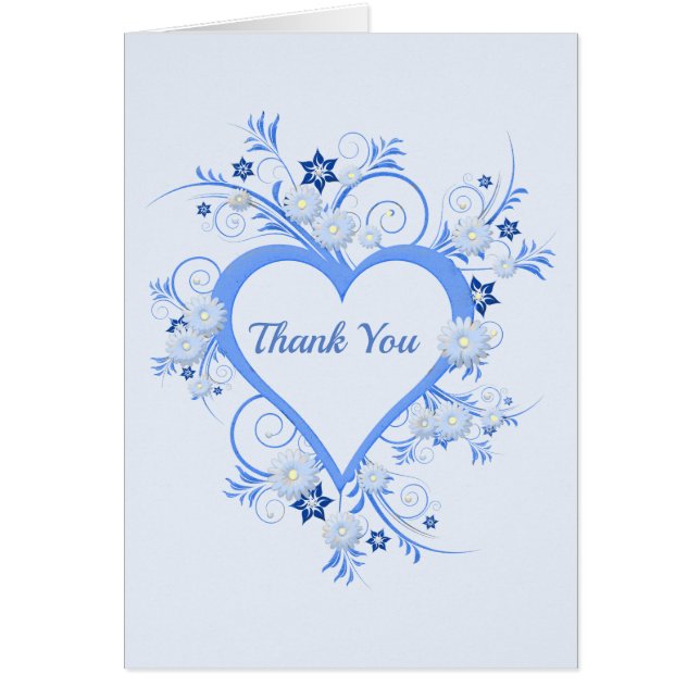 "Thank you" with Elegant Fancy Heart Frame Cards (Front)
