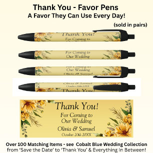 Thank You with Golden Yellow Flowers Pen