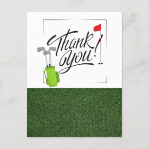 Thank you with golf flag and golf Bag Postcard