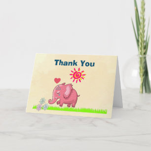 Thank You with Happy Pink Elephant Card