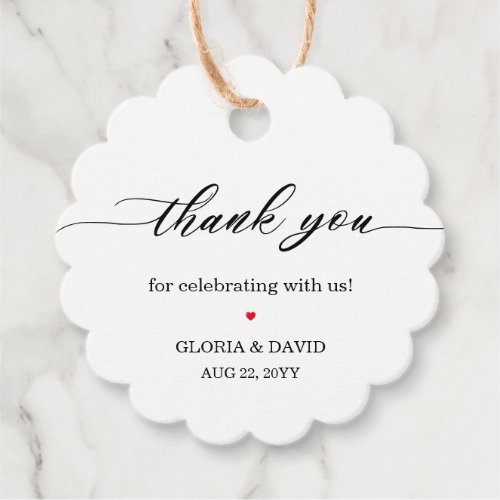  Thank You with Heart Wedding  Favor Tags