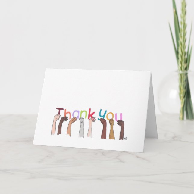 Thank You with Letters Held by Hands Card (Front)