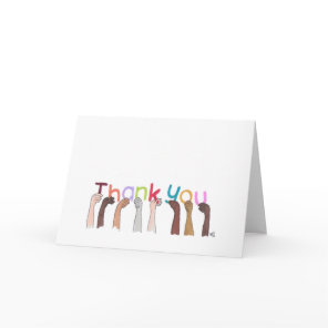 Thank You with Letters Held by Hands Card